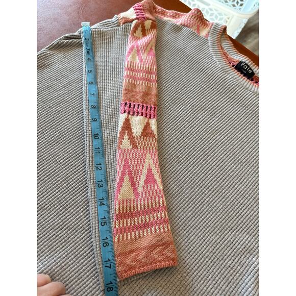 Fate Bohemian Crochet Detail Waffle Knit Long Sleeve Top Large - Picture 5 of 7